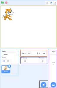 area di lavoro dello Sprite - Scratch