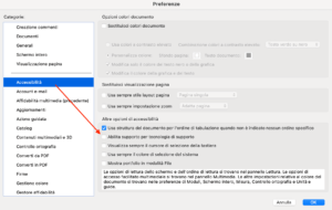 Acrobat Reader menu accessibilità