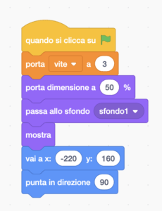 Scratch - blocco Porta la variabile a