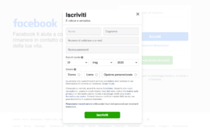 Iscrizione a Facebook