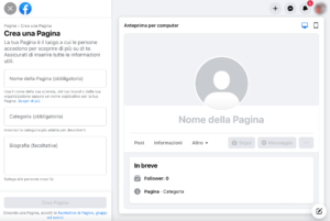 Facebook - autocomposizione creazione pagina