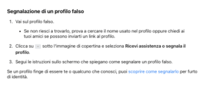 Facebook - Segnala profilo falso